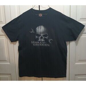 Vintage HARLEY-DAVIDSON Stutsman Jamestown ND Graphic Black T Shirt Size L